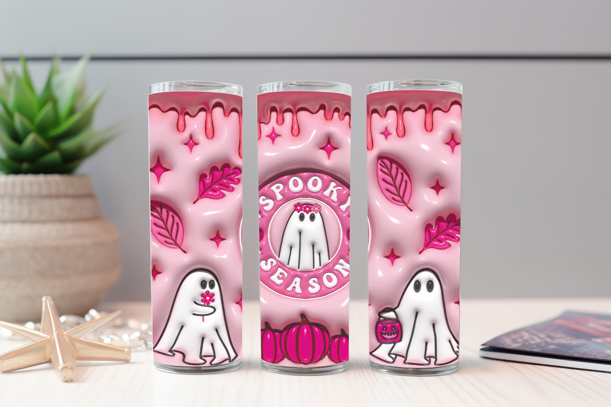 Vasos de temporada espeluznantes, vasos de Halloween, vasos inflados, tazas infladas