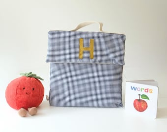 Bolsa para livros infantis personalizada e feita à mão, 100% algodão.