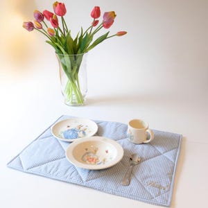 Handmade Children's Placemat Large Custom Personalised Kid's Placemat Gingham Toddler's Placemat Extra Large washable placemat sustainable