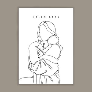 Postkarte "Hello Baby - One Line"