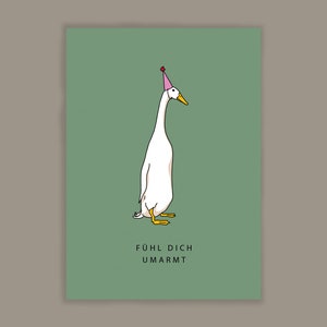 Postkarte Geburtstag "Laufente Grün" DIN A6 hoch