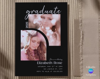 Modern Graduation Announcement: Photo Invitation Template (Digital Download)