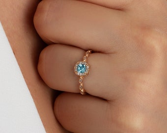 Vintage Engagement Ring • Aquamarine Ring • Art Deco Rings • Dainty Gold Vintage Rings • Diamond Vintage Rings • Vintage Inspired Rings