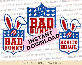 Bad Bunny, Team Benito, Bad Bunny Nfl, Puerto Rican Football, Benito Bowl, (digital download Jpg, Png)