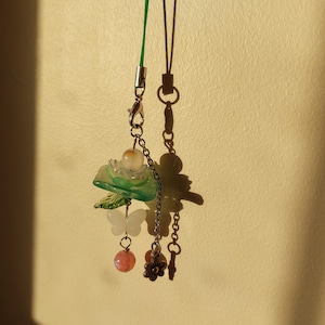 Green Lotus Phone Charm: Beaded Fairycore Bag Charm