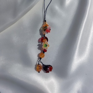 Autumn thread knot phone charm- Beaded Phone strap- Bag Charm- Ghibli aesthetic- Cute Accessory for Phone gift for her-Keychain- Beach charm