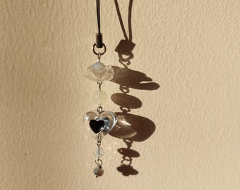 Y2K Black Heart Phone Charm - Halloween Gothic Accessory - Handmade keychain - Cute phone Accessories