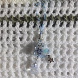 Blue Flower Phone Charm: Handmade Beaded Phone Strap