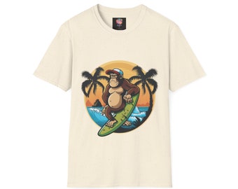 Funny surfing mutant ape tshirt Surfing monkey tshirt Surfing chimpanzee tshirt Animal lovers thsirt