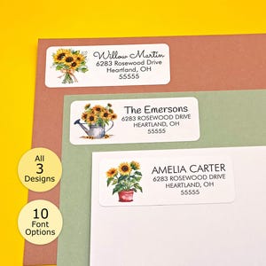 Sunflower Address Labels, Floral Return Address Labels, Sunflower Bouquet, Sunflowers in a Pot, Summer Wedding, Fall Wedding, Baby Shower
