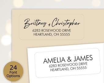 Return Address Labels, Return Address Stickers for Wedding, Black and White Address Labels, Address Labels Clear, Modern Address Labels