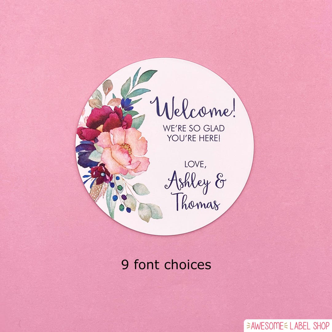 Wedding Welcome Sticker, Welcome Box Label, Out of Town Wedding Gift ...