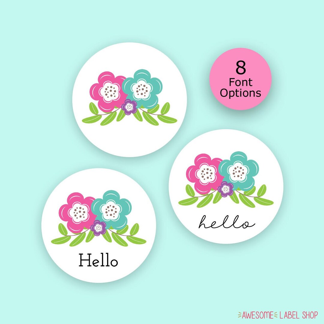Envelope Seals Stickers, Spring Envelope Seal, Hello Stickers, Round Envelope Seals, Floral