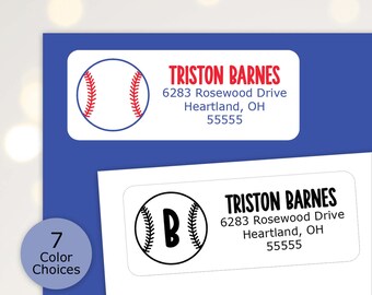 Baseball Address Labels, Monogram Address Labels, Sports Address Labels, Custom Return Address Stickers, Personalized Address Labels Sheet