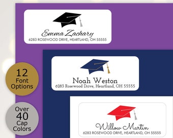 Graduation Return Address Labels Custom, Graduation Address Labels, Graduation Return Labels, Graduation Cap Address Stickers for Envelopes