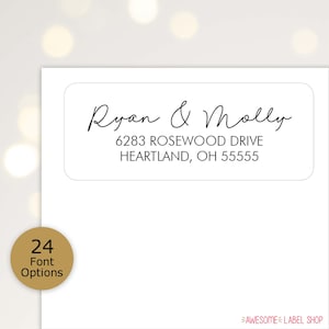 Wedding Address Labels, Clear Return Address Labels Wedding, Return Address Stickers, Personalized Address Labels Stickers Black and White
