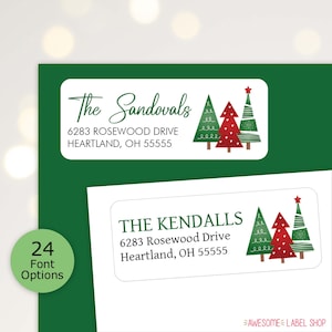 Christmas Tree Address Labels, Christmas Address Labels Sticker, Personalized Christmas Return Address Label, Holiday Return Address Sticker