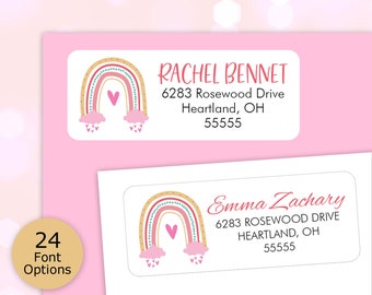 Rainbow Address Stickers, Bridal Shower Address Labels, Valentine Return Address Labels Personalized Address Stickers, Boho Rainbow Sticker