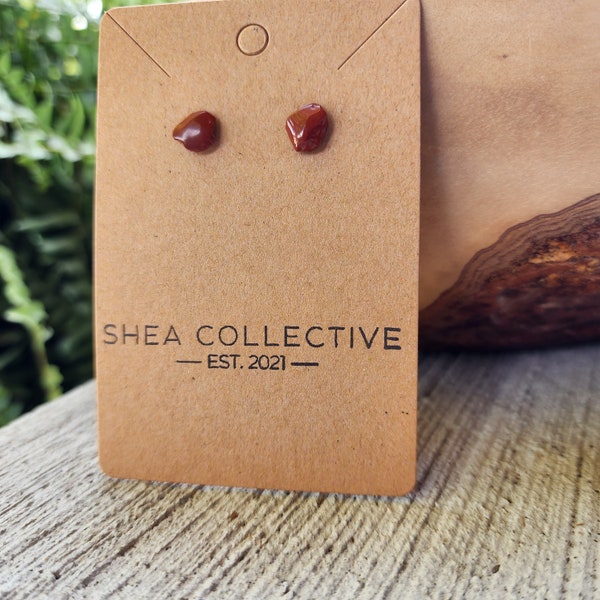 Red Jasper Gemstone Crystal Stud Earrings Healing Everyday Jewelry