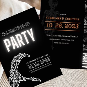 2-for-1 Halloween Invite Template | Till Death Do Us Party Halloween Invite | Skeleton Halloween Invite | Spooky Halloween Party Invitation