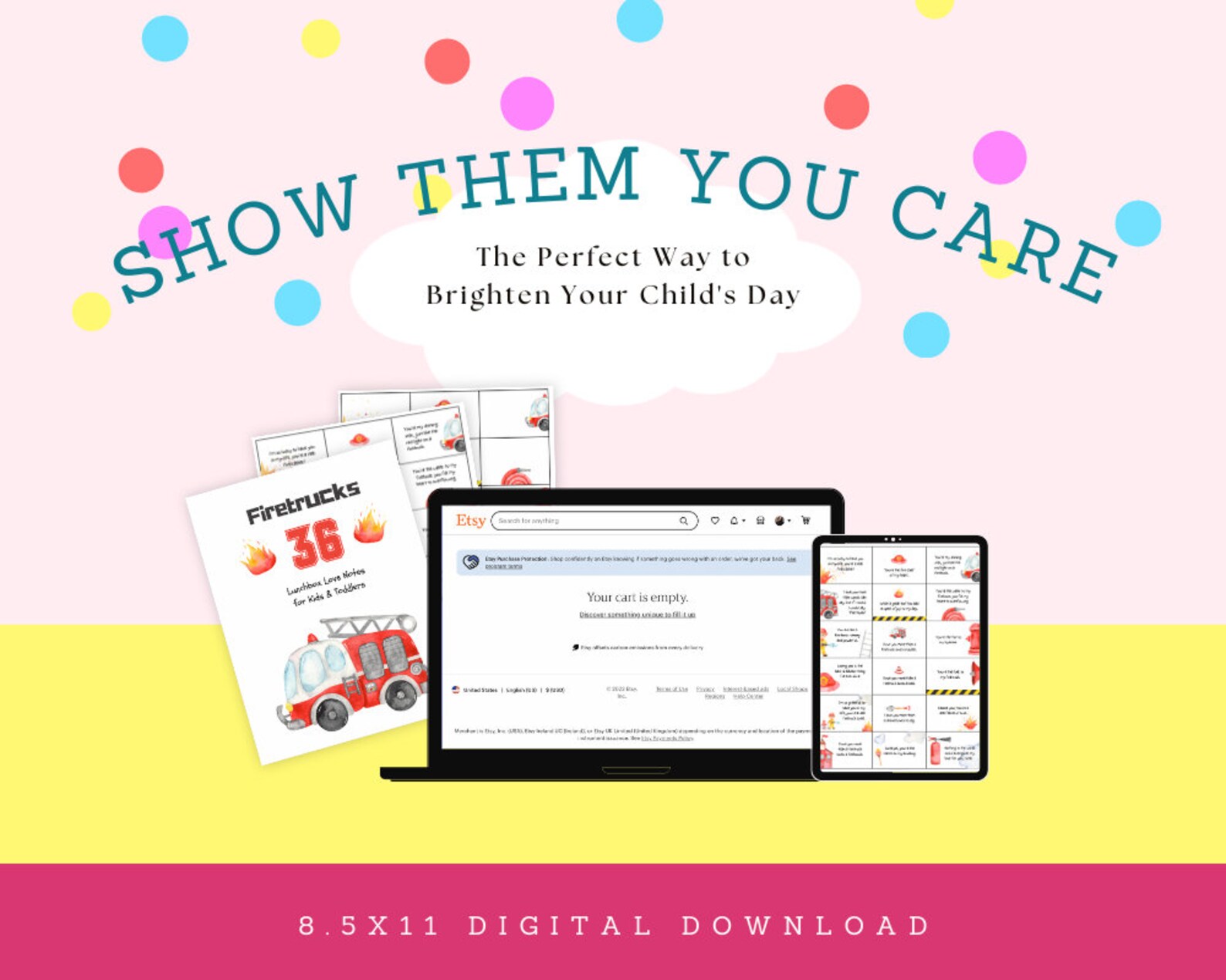 Printable Firetruck Firefighter Love Notes for Toddlers & Kids - Easy ...