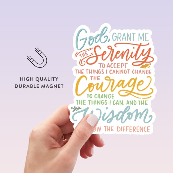 Serenity Prayer Magnet | Daily Affirmation Magnet | Vinyl Magnet for Refrigerator | Recovery Gift |