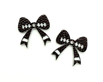 Textured Football Bow Earring Blanks: DIY Acrylic Sports Jewelry