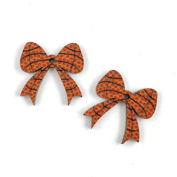 Basketball Bow Earring Blanks - DIY Sports Acrylics for Jewelry Makers