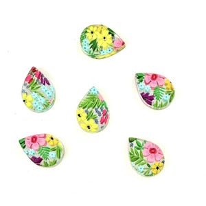 Small Bright Floral Mirror Teardrop Acrylic Blanks, Spring DIY Earring Blanks for Earring Makers: Each batch contains 6 PIECES or 3 PAIRS
