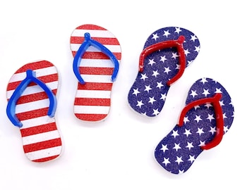 Patriotic Flip Flop Acrylic Blanks - DIY Patriotic 4th of July Earring Blanks - Blanks for Earring Makers: Each batch is 10 PIECES or 5 PAIR