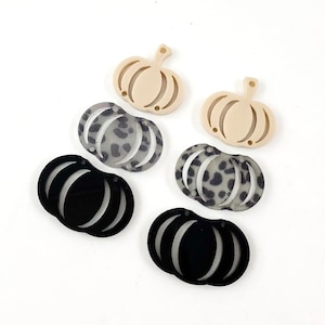 Vanilla, Leopard and Black Pumpkin Patch Acrylic Earring Blanks - DIY Fall Earrings Blanks - Jewelry Supplies - Blanks for Earring Makers