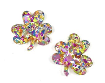 Glitter Shamrock Acrylic Earring Blanks: St. Patrick's Day DIY Dangles