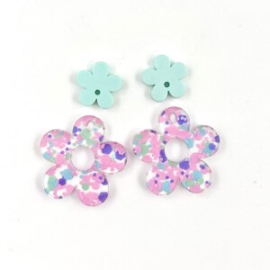Mint and Pastel Confetti Blossom Earring Blanks - DIY Summer Dangle Earrings - Acrylic Earring Blanks - Blanks for Earring Makers