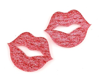 Pink Shimmer Acrylic Smooches Valentine Earring Blanks - DIY Dangle Earrings - Acrylic Earring Blanks - Blanks for Earring Makers