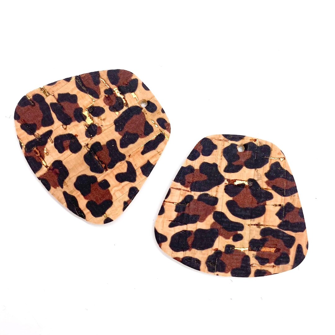 Metallic Leopard Leather/cork Blanksdiy Earringsleather Etsy