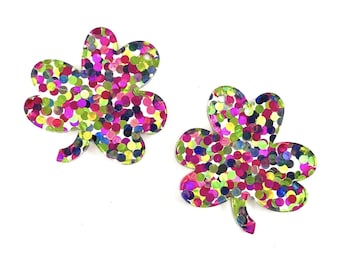 Confetti Glitter Shamrock Acrylic Earring Blanks: St. Patrick's Day DIY Dangles