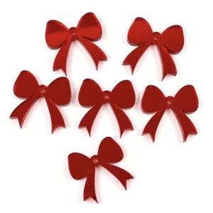 Red Mirror Coquette Bow Acrylic Blanks - DIY Valentine Dangle Earring Blanks - Blanks for Earring Makers - Each pack is 6 pieces (3 Pair)