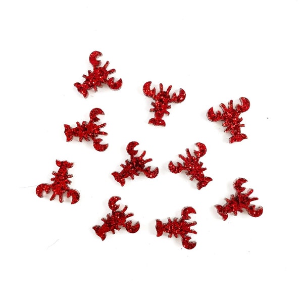 Red Glitter Crawfish Acrylic Blanks-DIY Earrings-Acrylic Jewelry Blanks-Blanks for Earring Makers-Each batch contains 10 PIECES or 5 PAIRS