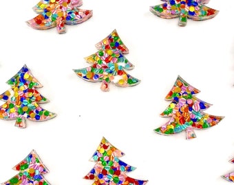 Daisy Glitter Swoopy Tree Acrylic Blanks - DIY Christmas Jewelry - Blanks for Earring Makers - Each batch contains 10 PIECES or 5 PAIRS