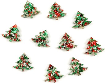 Árbol de Navidad con purpurina acrílica - Joyas DIY para hacer aretes (10 piezas)