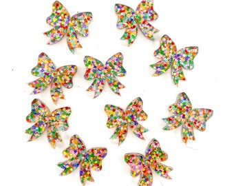 Daisy Confetti Bow Acrylic Blanks, DIY Earring, Acrylic Jewelry Blanks, Blanks for Earring Makers: Each batch contains 10 PIECES or 5 PAIRS