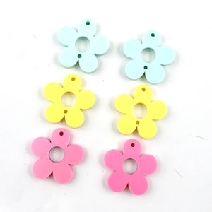 Mint/Yellow/Pink Acrylic Blossom Earring Drop Blanks - DIY Spring Dangle Earrings - Acrylic Earring Blanks - Blanks for Earring Makers