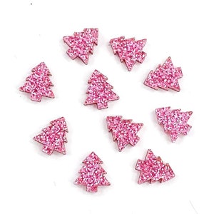 Ebauches d&#39;arbre en acrylique à paillettes roses - Boucles d&#39;oreilles DIY - Ebauches en acrylique - Ebauches pour les créateurs de boucles d&#39;oreilles - Chaque lot contient 10 PIÈCES ou 5 PAIRES