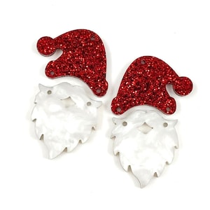 Ebauches de boucles d&#39;oreilles père Noël à paillettes rouges - Boucles d&#39;oreilles de Noël DIY - Ebauches de boucles d&#39;oreilles en acrylique - Ebauches pour les créateurs de boucles d&#39;oreilles