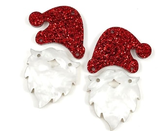 Rot Glitzer Weihnachtsmann Ohrring Rohlinge - DIY Weihnachtsohrringe - Acryl Ohrring Rohlinge - Rohlinge für Ohrring Hersteller