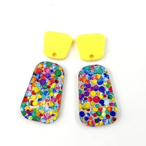 Yellow and Confetti Dot Eden Spring Acrylic Earring Blanks - DIY Spring Dangle Earrings - Acrylic Earring Blanks - Blanks for Earring Makers