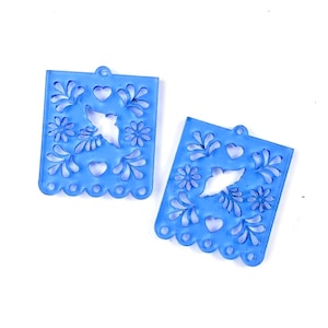 Blauwe Papel Picado acryl oorbellen vormstukken - DIY Cinco de Mayo hangoorbellen - acryl oorbellen vormstukken - vormstukken voor oorbelmakers