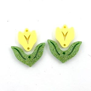 Yellow Tulip Spring Acrylic Earring Blanks - DIY Dangle Earrings - Acrylic Earring Blanks - Blanks for Earring Makers