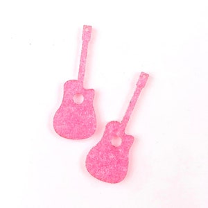 Hot Pink Glitter Guitar Acrylic Earring Blanks - DIY Disco Cowgirl Dangle Earrings - Nashville Earring Blanks - Blanks for Earring Makers