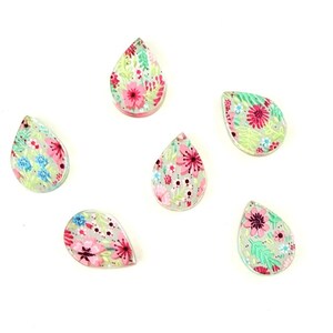 Small Mirror Pastel Floral Teardrop Acrylic Blanks, Spring DIY Earrings Blanks for Earring Makers: Each batch contains 6 PIECES or 3 PAIRS